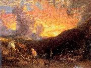 Palmer, Samuel Ploughing at Sunset painting